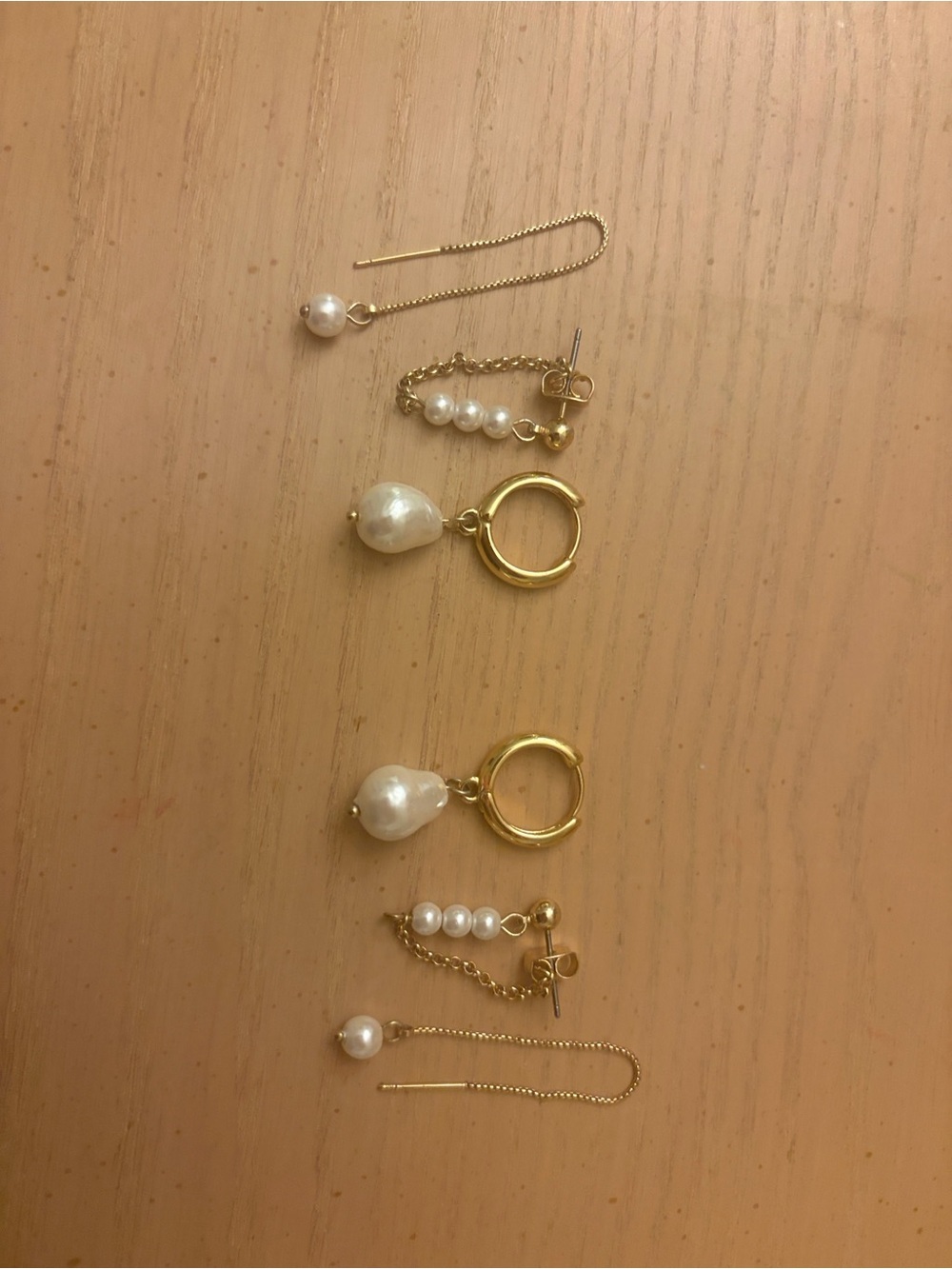 6pcs Gold Pearl Drop Mixed Earring Set 👼🏼💖🪽